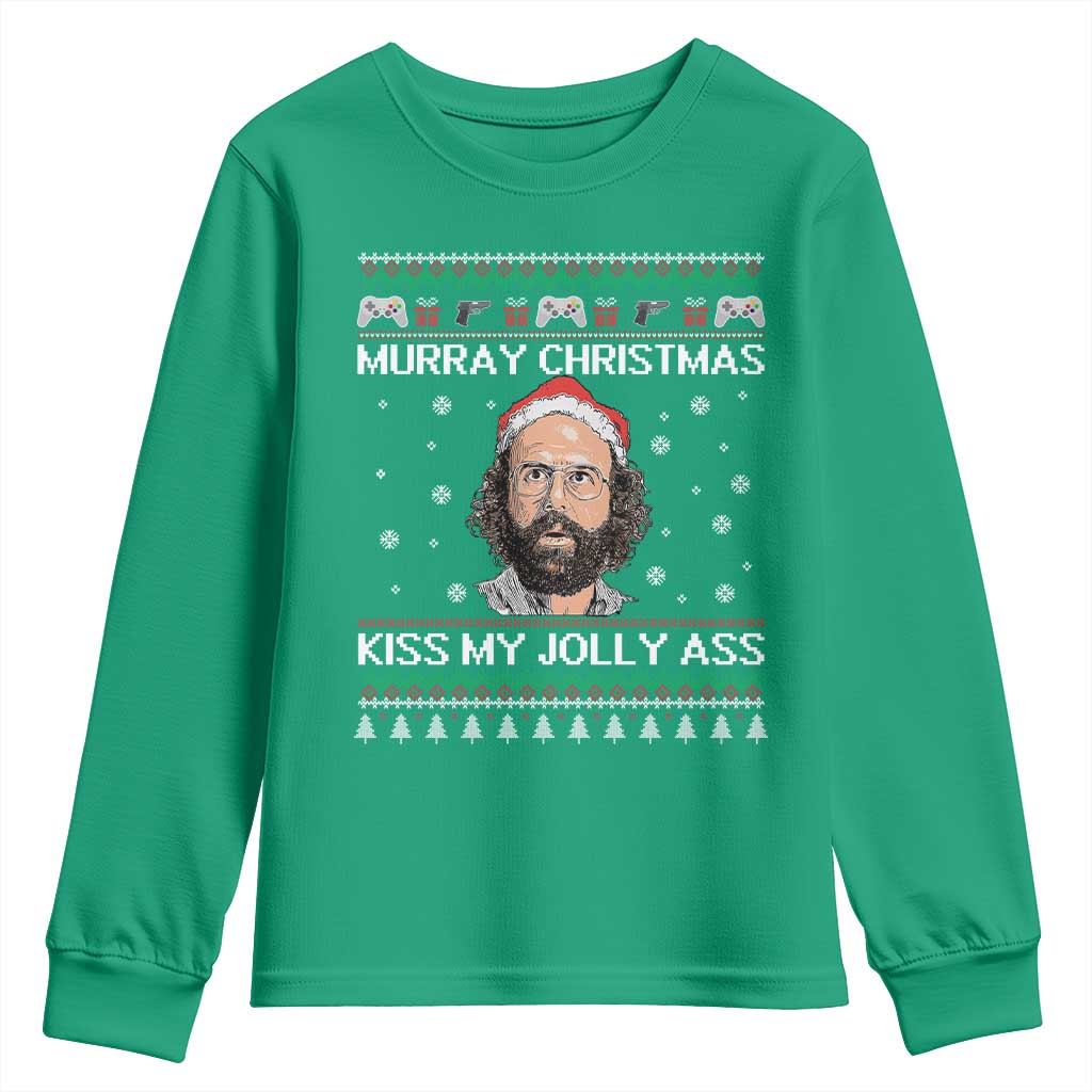 Stranger Christmas Youth Sweatshirt Santa Murray Kiss My Jolly Ass - Wonder Print Shop