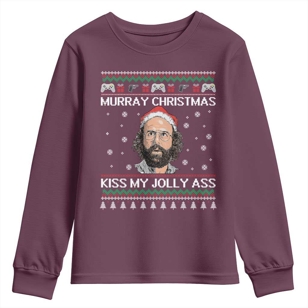 Stranger Christmas Youth Sweatshirt Santa Murray Kiss My Jolly Ass - Wonder Print Shop
