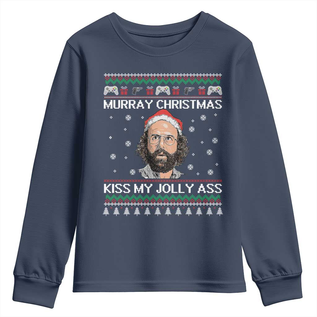 Stranger Christmas Youth Sweatshirt Santa Murray Kiss My Jolly Ass - Wonder Print Shop