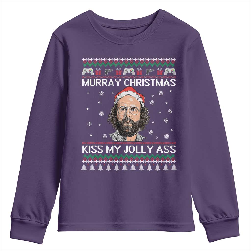 Stranger Christmas Youth Sweatshirt Santa Murray Kiss My Jolly Ass - Wonder Print Shop
