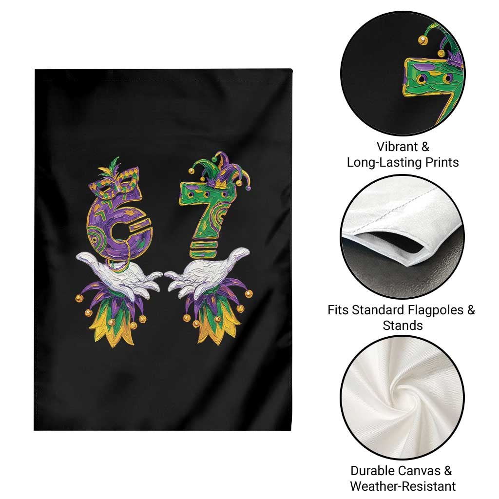 67 Mardi Gras Meme Garden Flag Funny Six Seven Hand Carnival Trendy