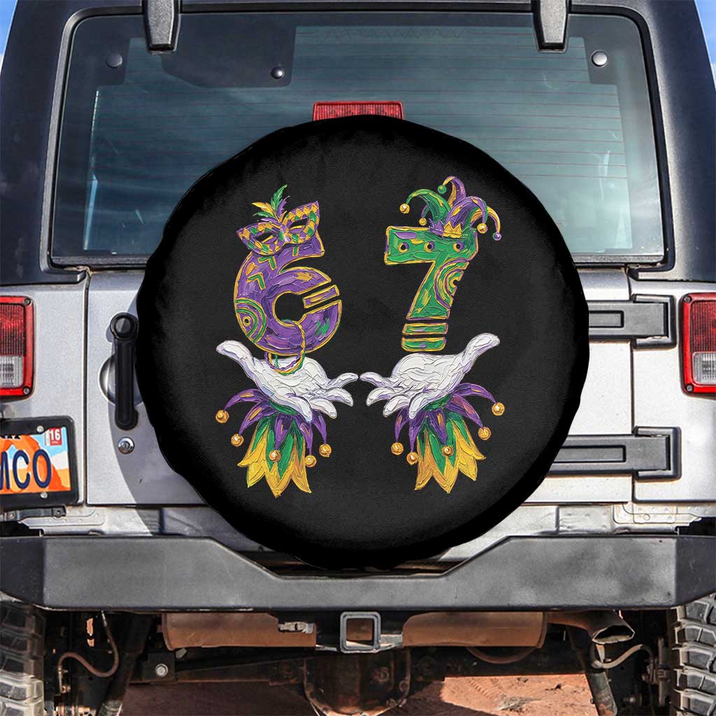 67 Mardi Gras Meme Spare Tire Cover Funny Six Seven Hand Carnival Trendy
