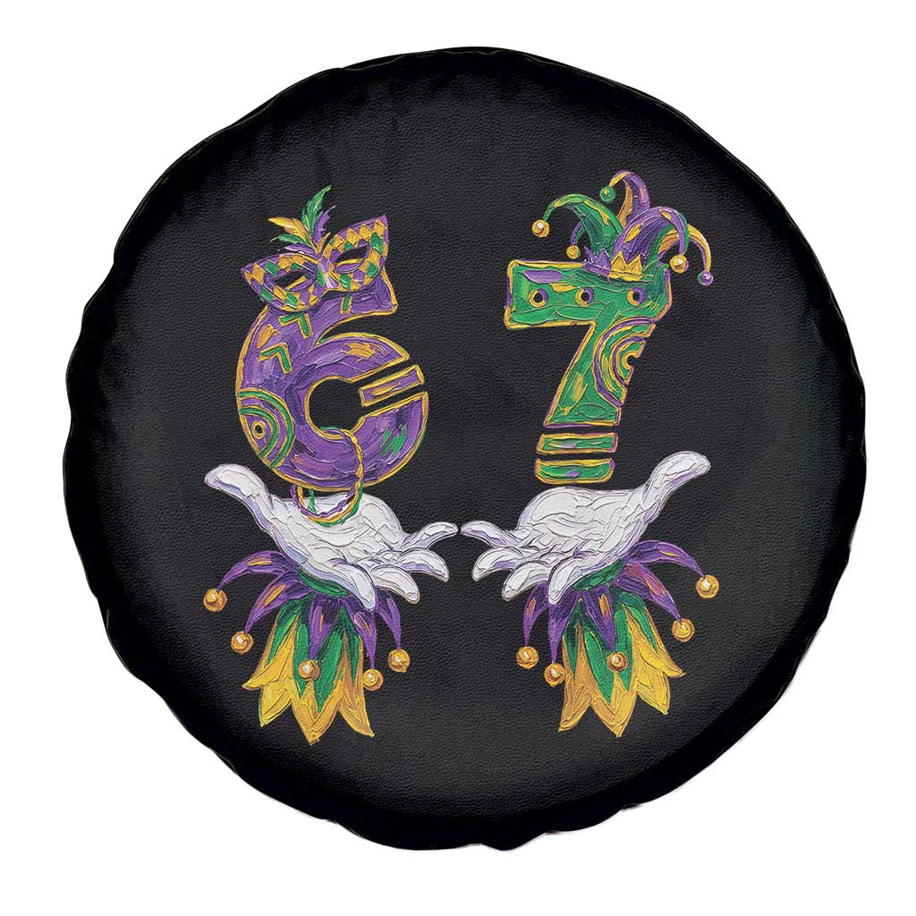 67 Mardi Gras Meme Spare Tire Cover Funny Six Seven Hand Carnival Trendy