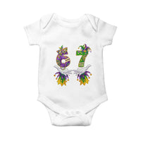 67 Mardi Gras Meme Baby Onesie Funny Six Seven Hand Carnival Trendy