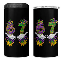 67 Mardi Gras Meme 4 in 1 Can Cooler Tumbler Funny Six Seven Hand Carnival Trendy