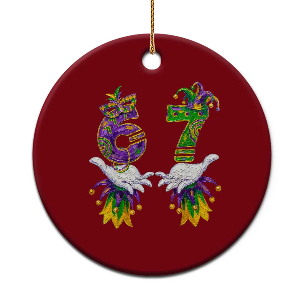 67 Mardi Gras Meme Ceramic Ornament Funny Six Seven Hand Carnival Trendy