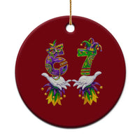 67 Mardi Gras Meme Ceramic Ornament Funny Six Seven Hand Carnival Trendy