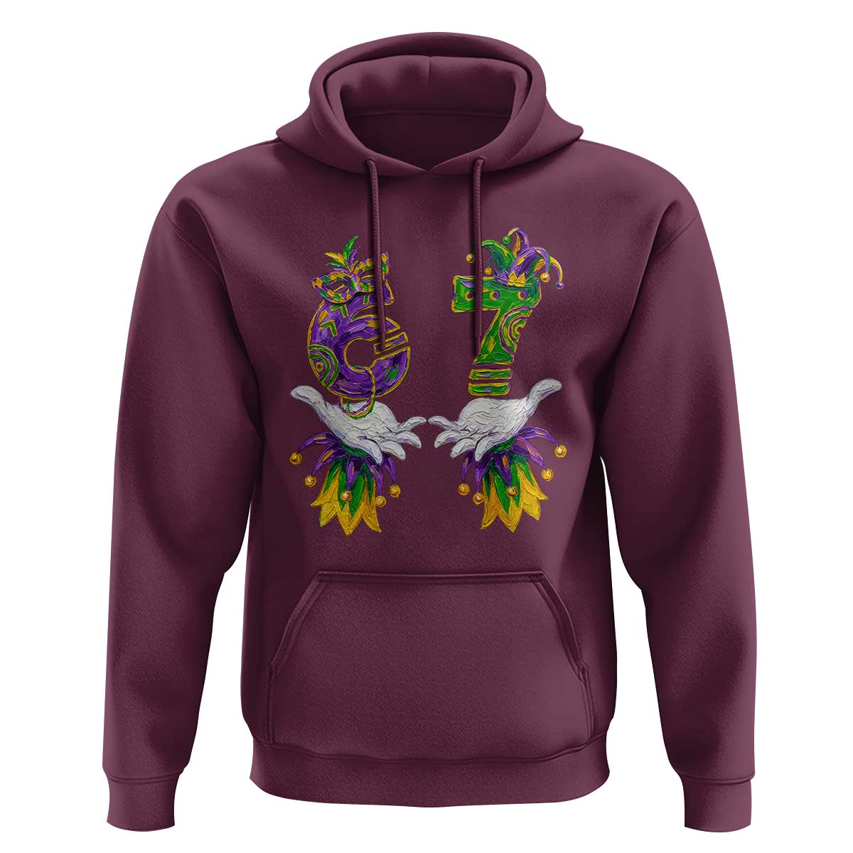 67 Mardi Gras Meme Hoodie Funny Six Seven Hand Carnival Trendy