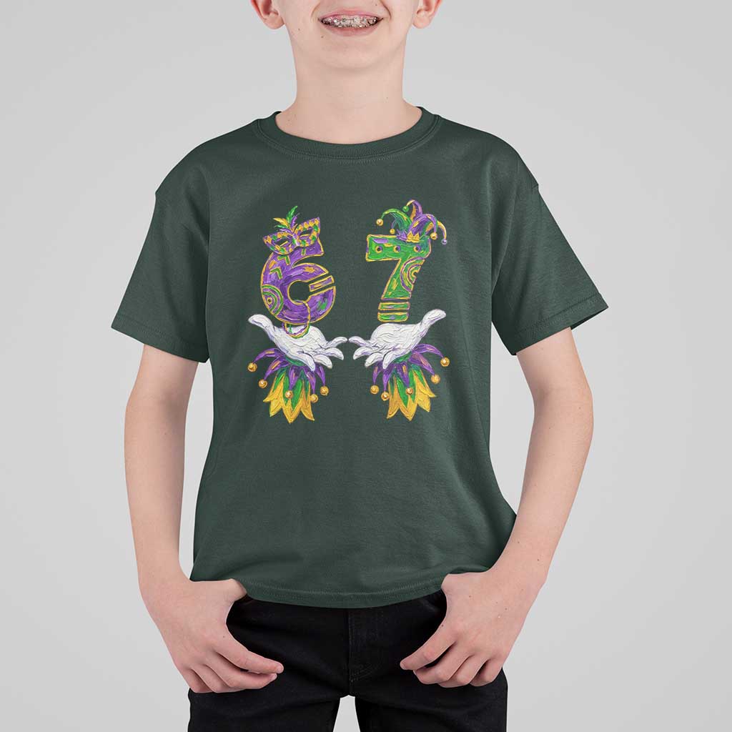 67 Mardi Gras Meme T Shirt For Kid Funny Six Seven Hand Carnival Trendy