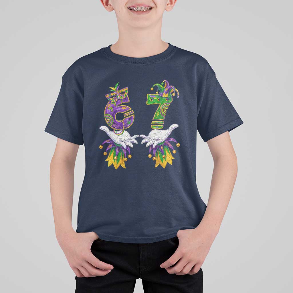 67 Mardi Gras Meme T Shirt For Kid Funny Six Seven Hand Carnival Trendy
