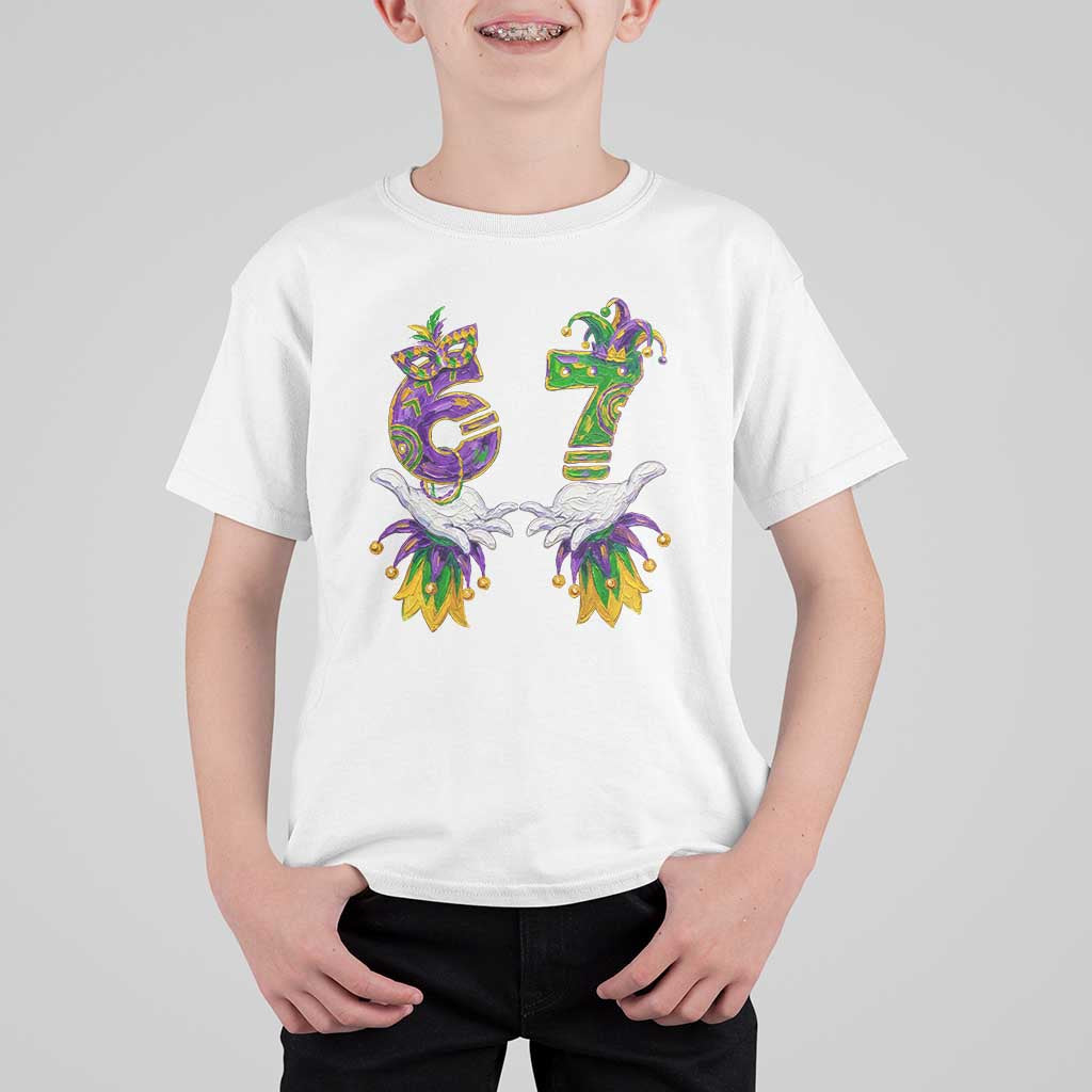 67 Mardi Gras Meme T Shirt For Kid Funny Six Seven Hand Carnival Trendy