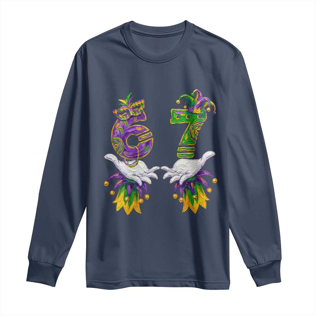 67 Mardi Gras Meme Long Sleeve Shirt Funny Six Seven Hand Carnival Trendy