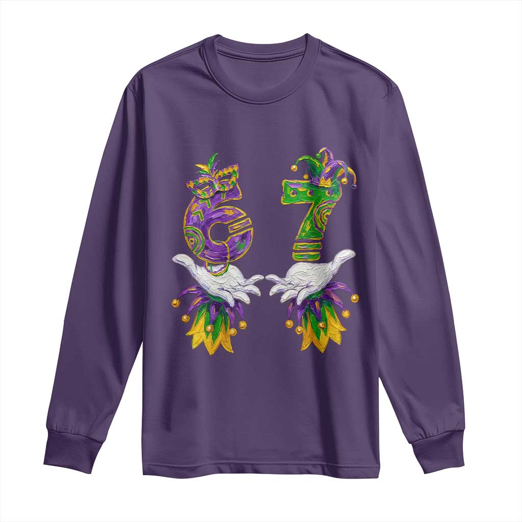 67 Mardi Gras Meme Long Sleeve Shirt Funny Six Seven Hand Carnival Trendy