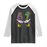67 Mardi Gras Meme Raglan Shirt Funny Six Seven Hand Carnival Trendy