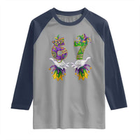 67 Mardi Gras Meme Raglan Shirt Funny Six Seven Hand Carnival Trendy