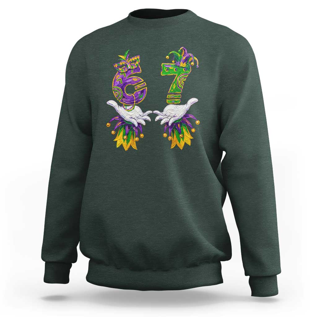 67 Mardi Gras Meme Sweatshirt Funny Six Seven Hand Carnival Trendy