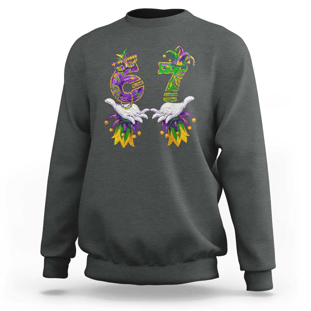 67 Mardi Gras Meme Sweatshirt Funny Six Seven Hand Carnival Trendy