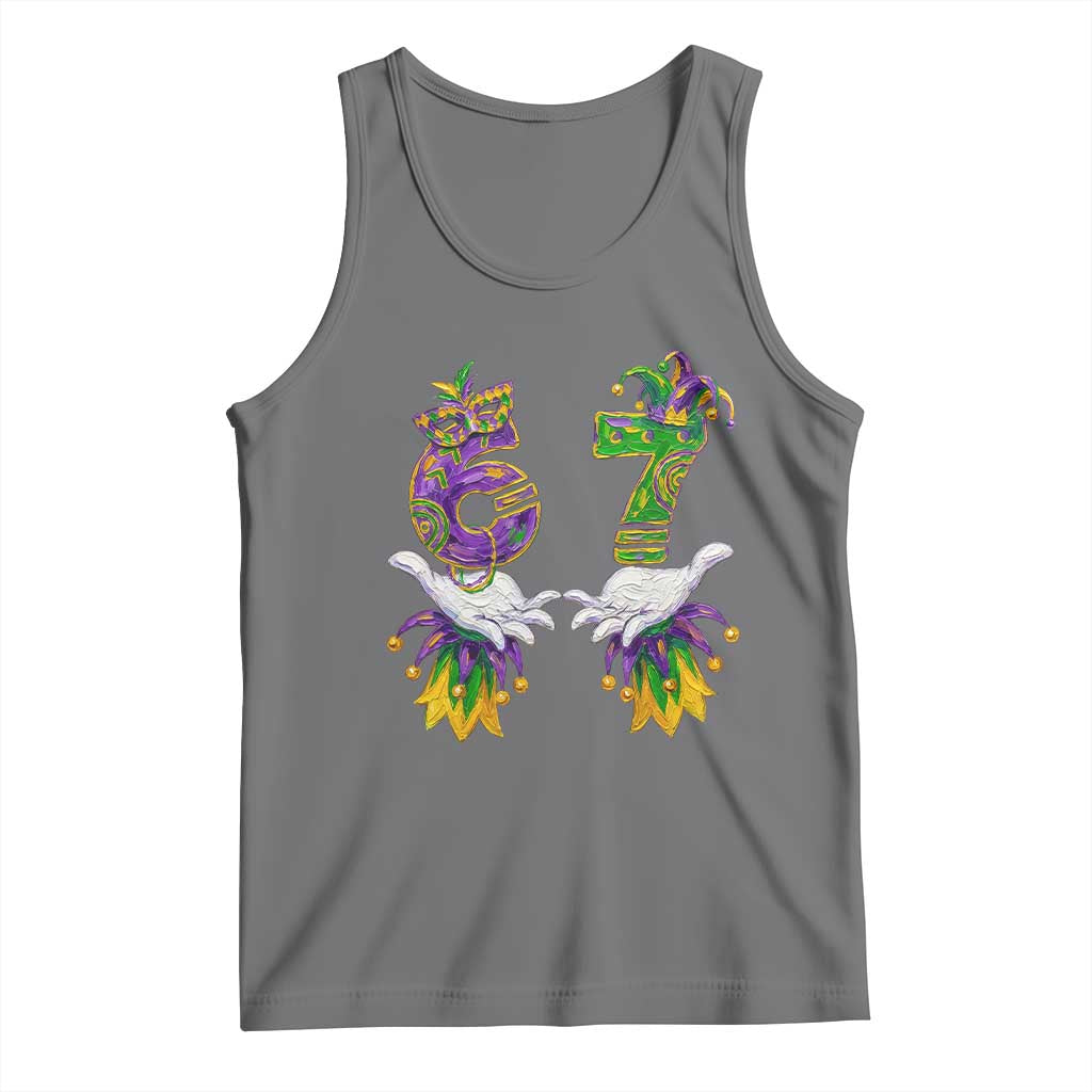 67 Mardi Gras Meme Tank Top Funny Six Seven Hand Carnival Trendy