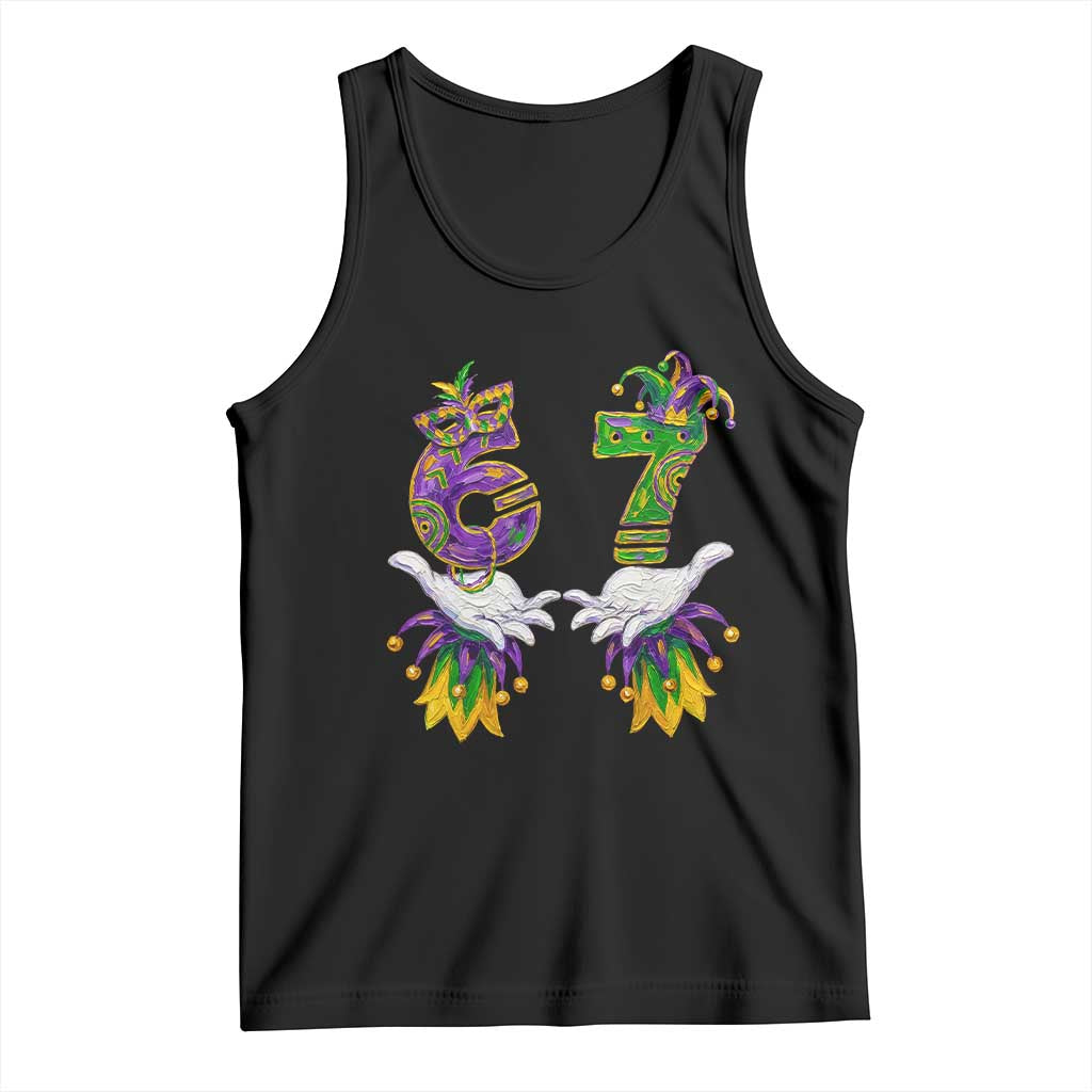 67 Mardi Gras Meme Tank Top Funny Six Seven Hand Carnival Trendy