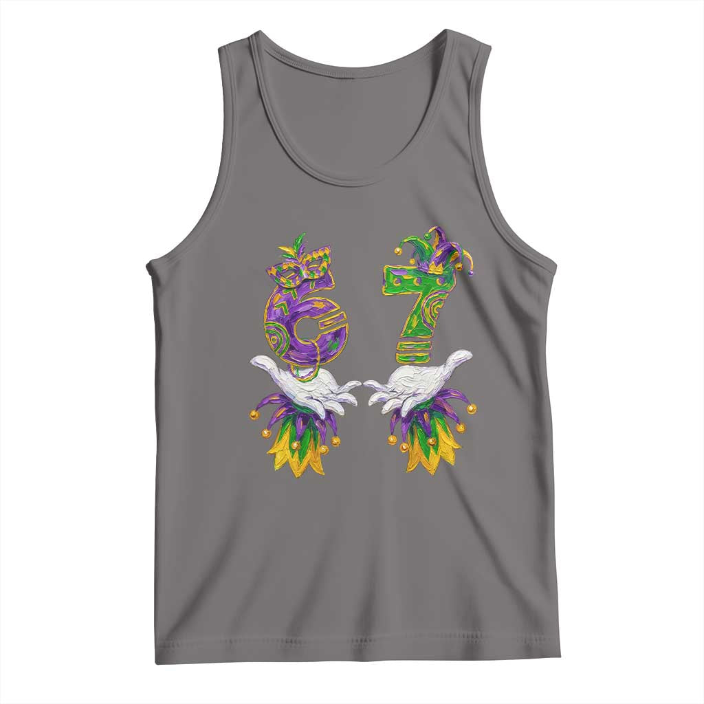 67 Mardi Gras Meme Tank Top Funny Six Seven Hand Carnival Trendy