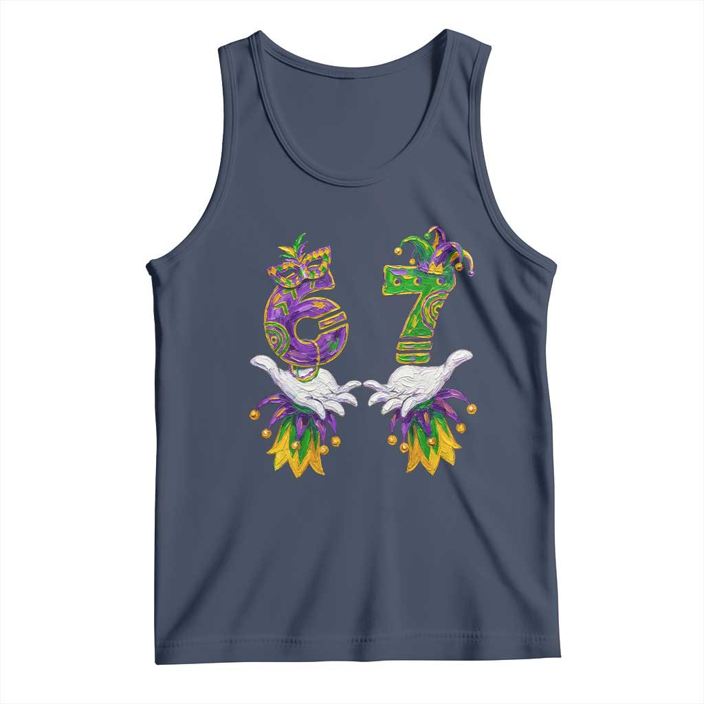 67 Mardi Gras Meme Tank Top Funny Six Seven Hand Carnival Trendy