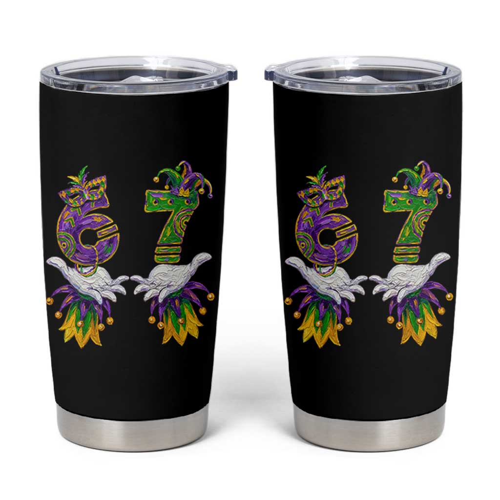 67 Mardi Gras Meme Tumbler Cup Funny Six Seven Hand Carnival Trendy