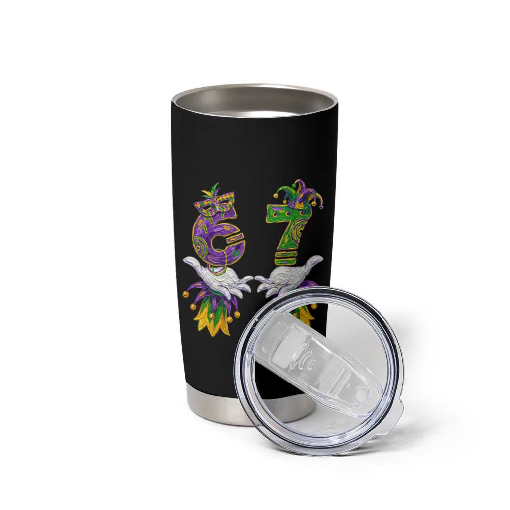67 Mardi Gras Meme Tumbler Cup Funny Six Seven Hand Carnival Trendy