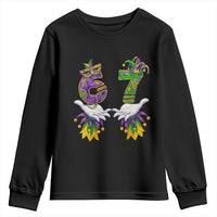 67 Mardi Gras Meme Youth Sweatshirt Funny Six Seven Hand Carnival Trendy