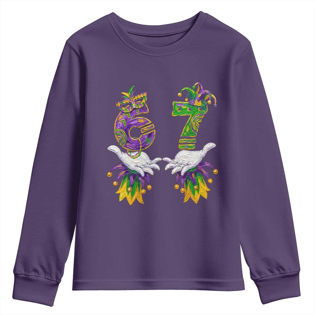 67 Mardi Gras Meme Youth Sweatshirt Funny Six Seven Hand Carnival Trendy
