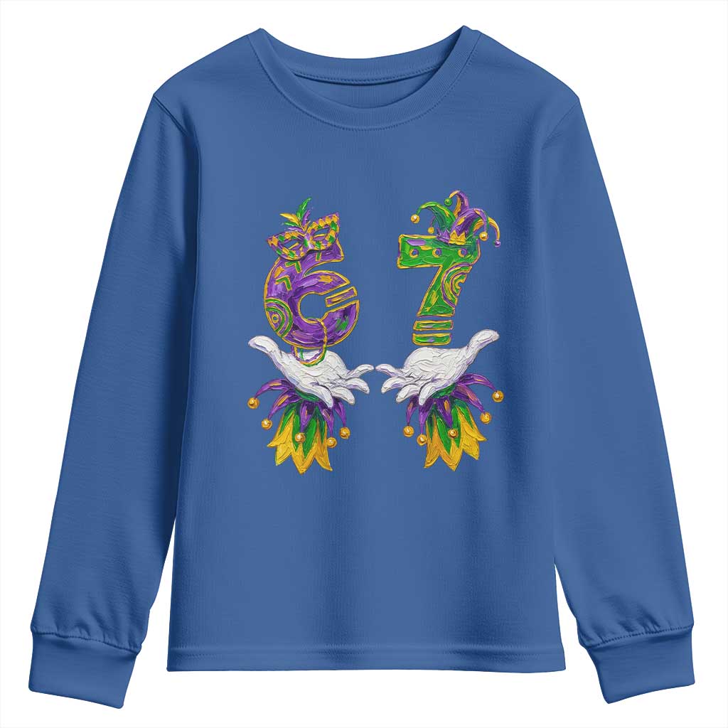 67 Mardi Gras Meme Youth Sweatshirt Funny Six Seven Hand Carnival Trendy