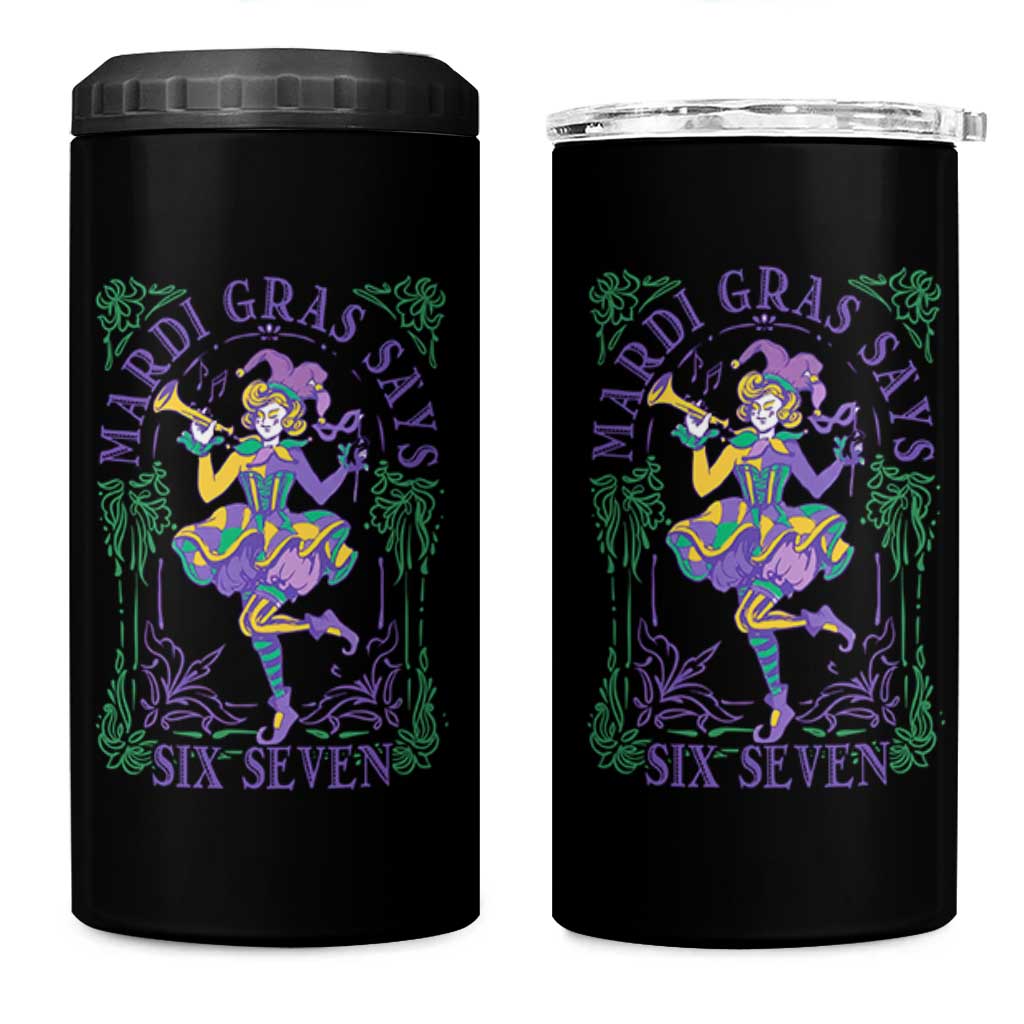 67 Mardi Gras 4 in 1 Can Cooler Tumbler Funny Six Seven Carnival Trendy