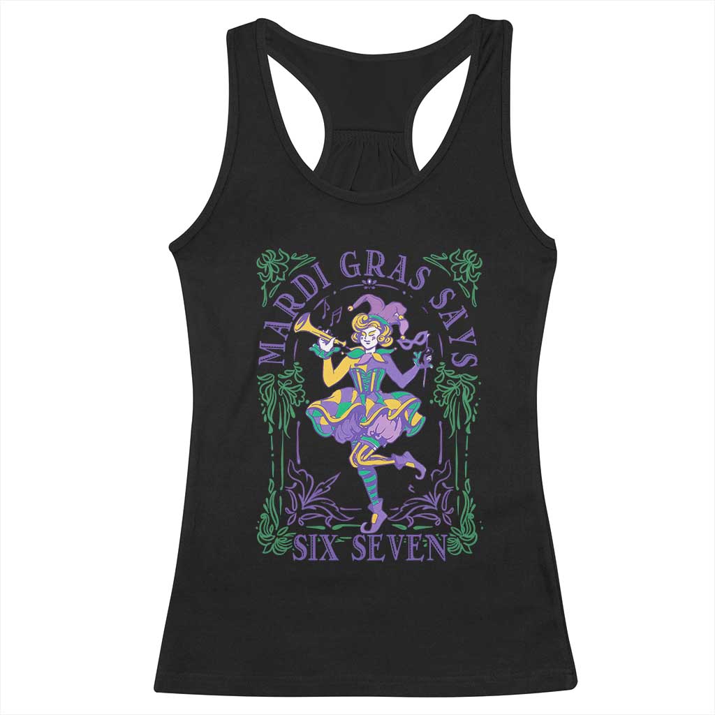 67 Mardi Gras Racerback Tank Top Funny Six Seven Carnival Trendy