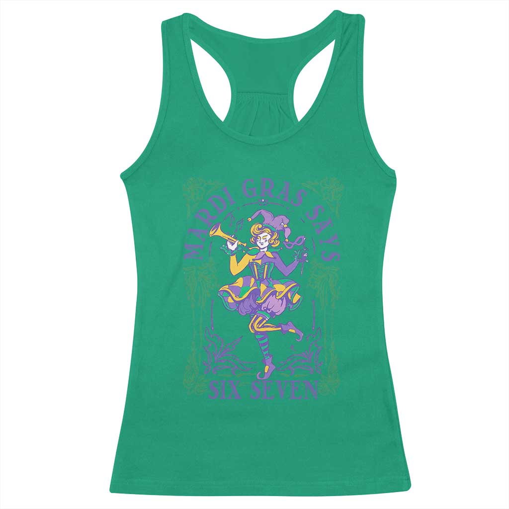 67 Mardi Gras Racerback Tank Top Funny Six Seven Carnival Trendy
