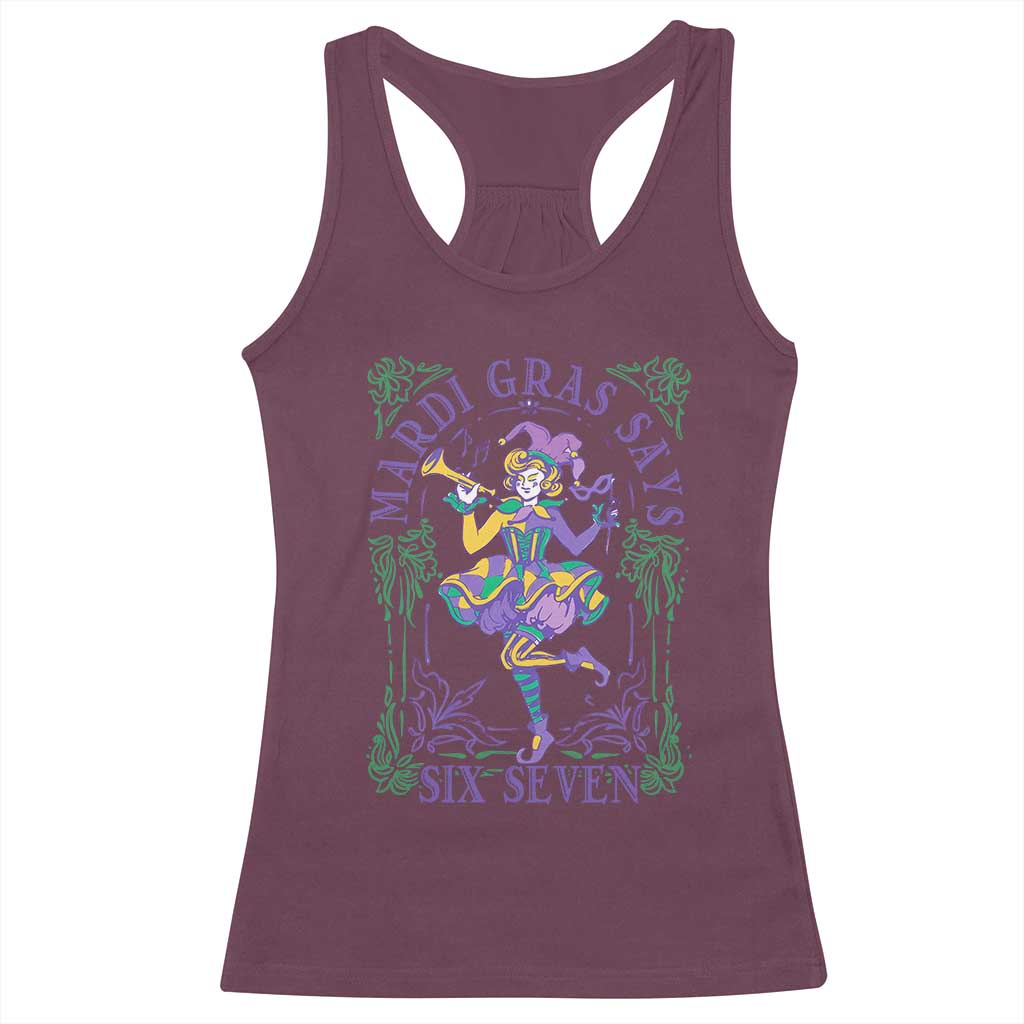 67 Mardi Gras Racerback Tank Top Funny Six Seven Carnival Trendy