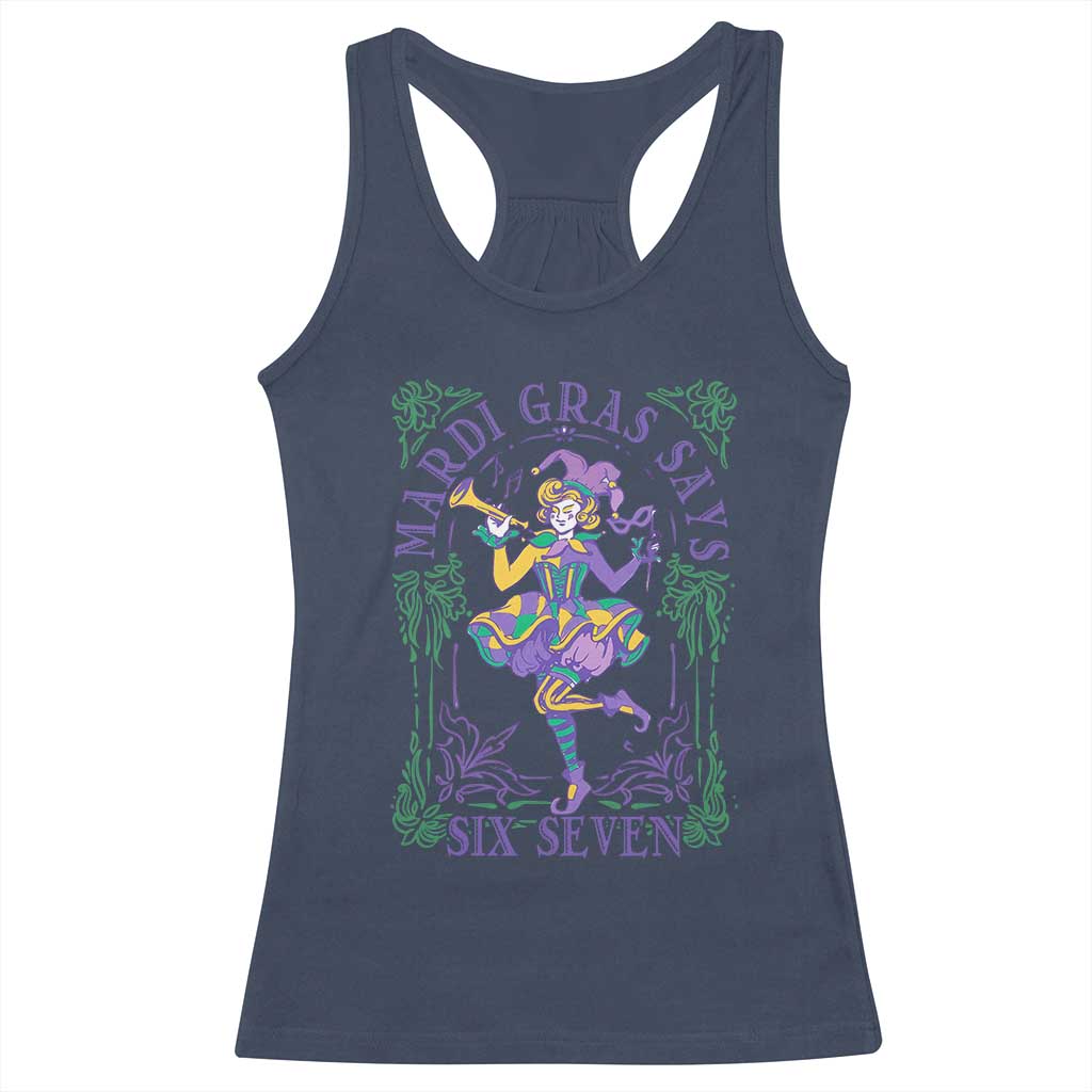 67 Mardi Gras Racerback Tank Top Funny Six Seven Carnival Trendy