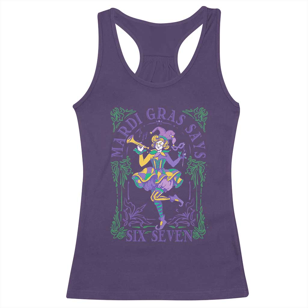 67 Mardi Gras Racerback Tank Top Funny Six Seven Carnival Trendy