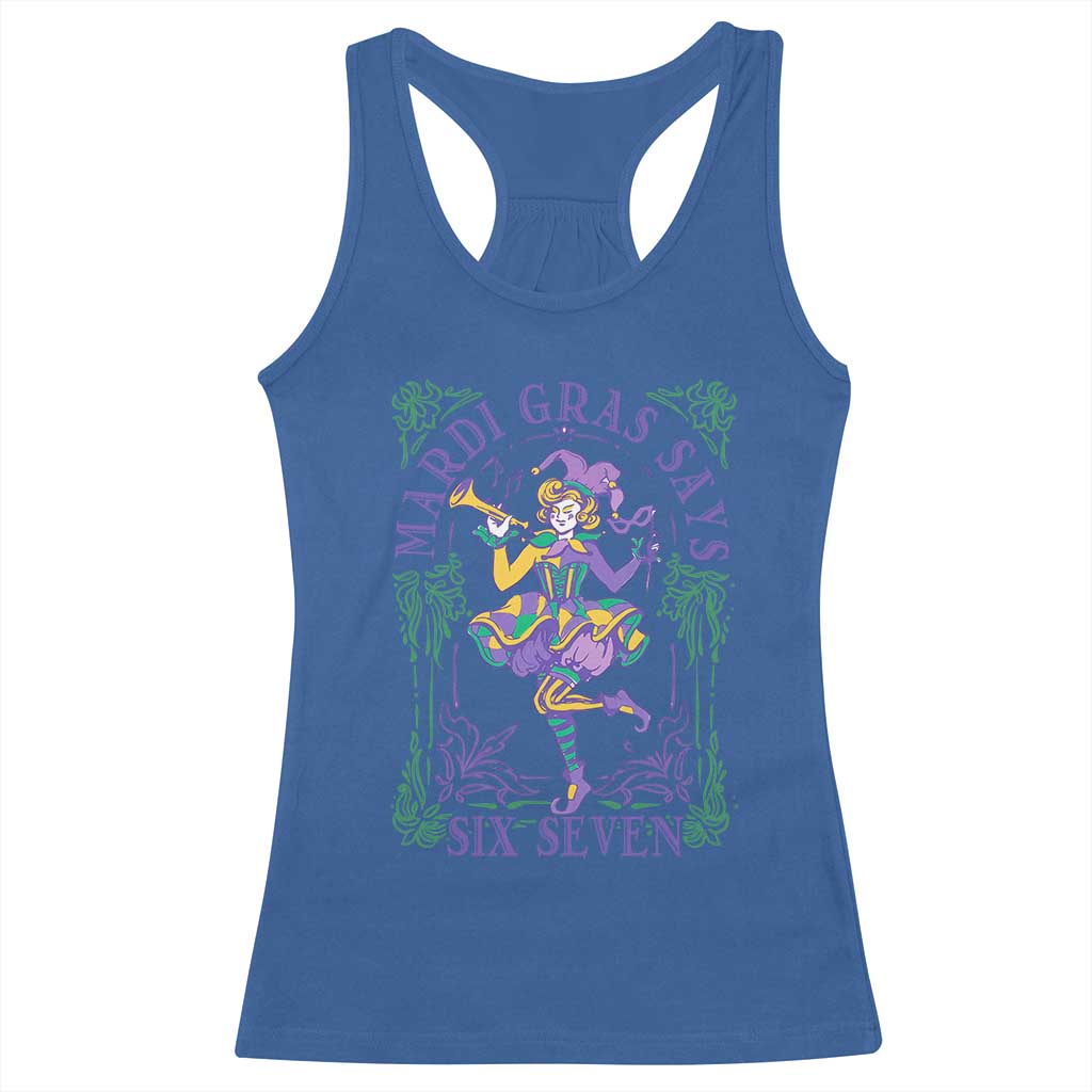67 Mardi Gras Racerback Tank Top Funny Six Seven Carnival Trendy