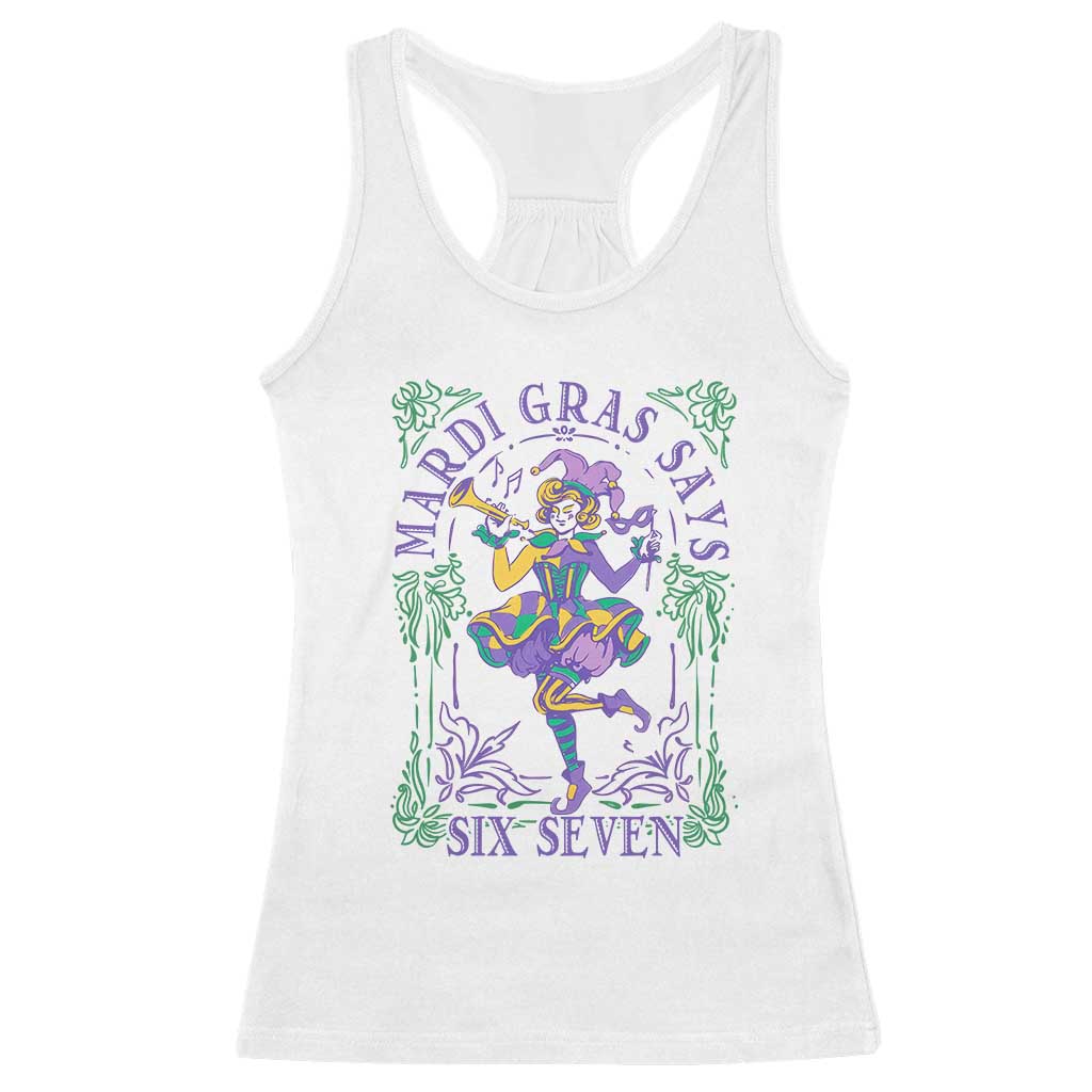 67 Mardi Gras Racerback Tank Top Funny Six Seven Carnival Trendy