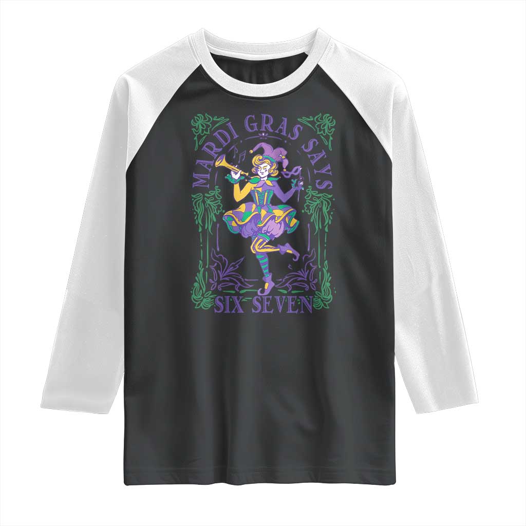 67 Mardi Gras Raglan Shirt Funny Six Seven Carnival Trendy