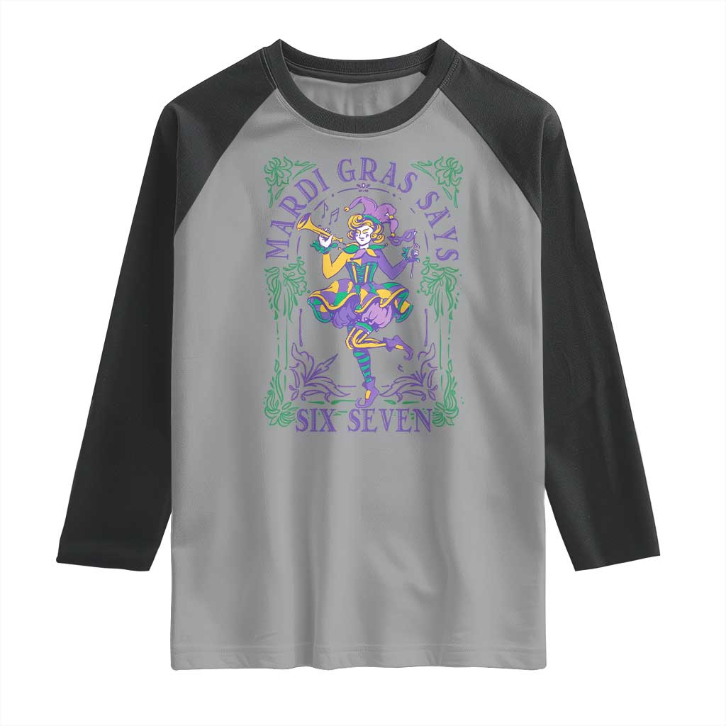67 Mardi Gras Raglan Shirt Funny Six Seven Carnival Trendy