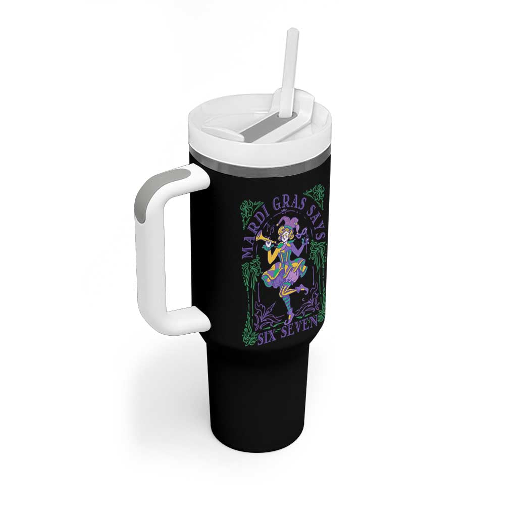 67 Mardi Gras Tumbler With Handle Funny Six Seven Carnival Trendy