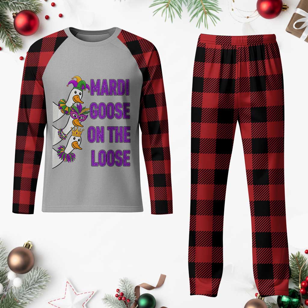 Funny Mardi Gras Plaid Pajama Set Louisiana Carnival Silly Goose Festival