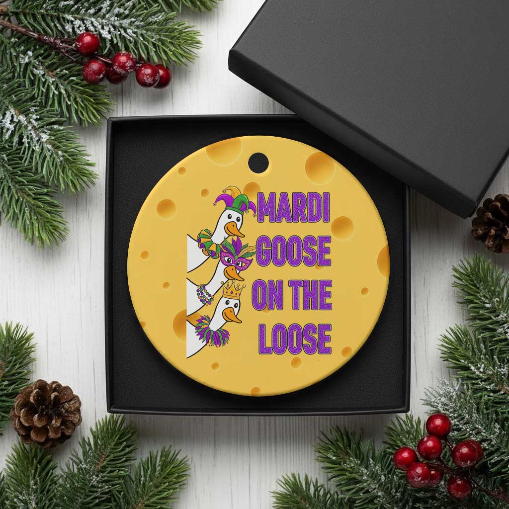 Funny Mardi Gras Ceramic Ornament Louisiana Carnival Silly Goose Festival