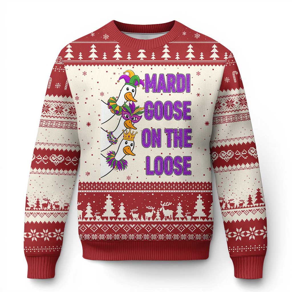 Funny Mardi Gras Ugly Christmas Sweater Louisiana Carnival Silly Goose Festival