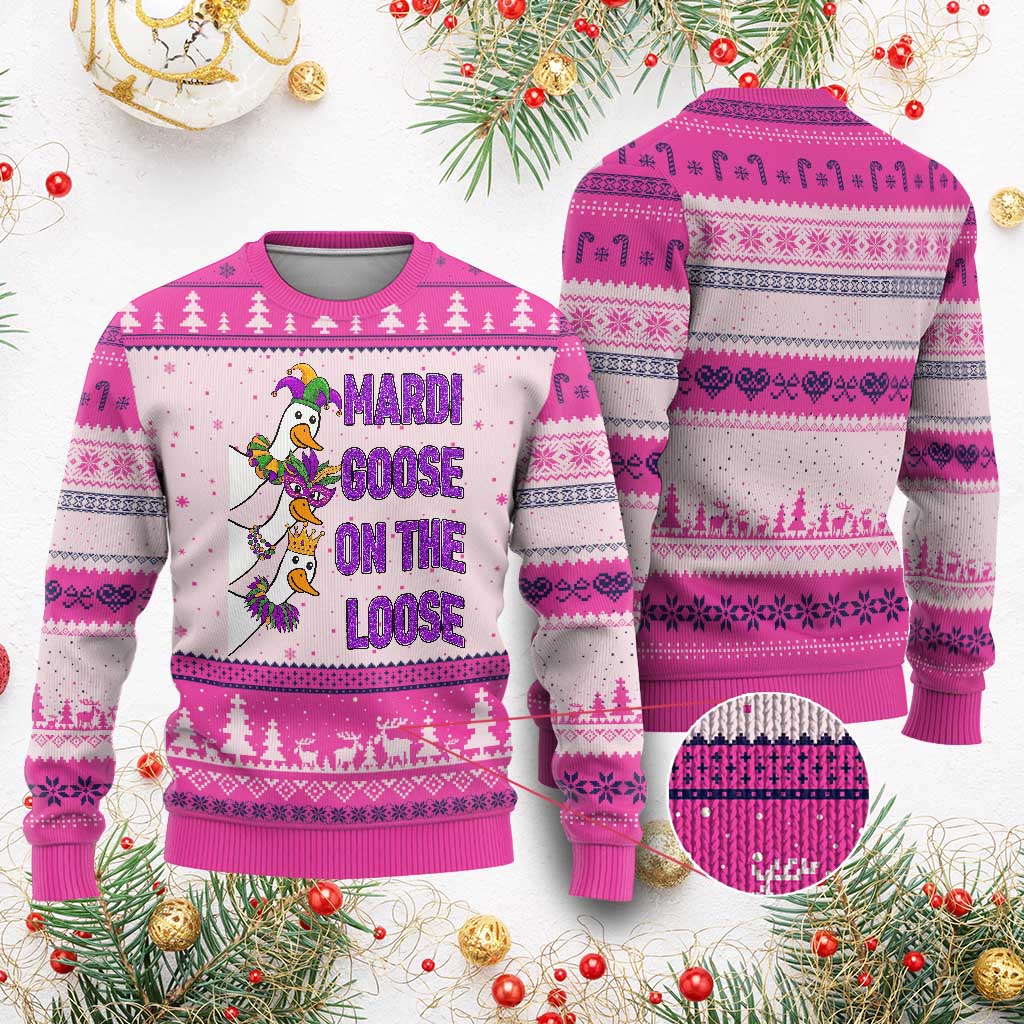 Funny Mardi Gras Ugly Christmas Sweater Louisiana Carnival Silly Goose Festival