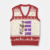 Funny Mardi Gras V-Neck Knit Sweater Vest Louisiana Carnival Silly Goose Festival