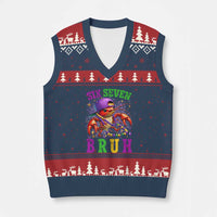 67 Mardi Gras V-Neck Knit Sweater Vest Funny Crawfish Six Seven Bruh Meme