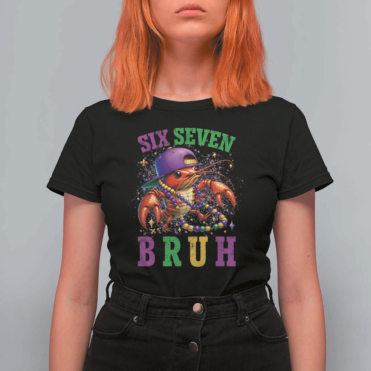 67 Mardi Gras T Shirt For Women Funny Crawfish Six Seven Bruh Meme