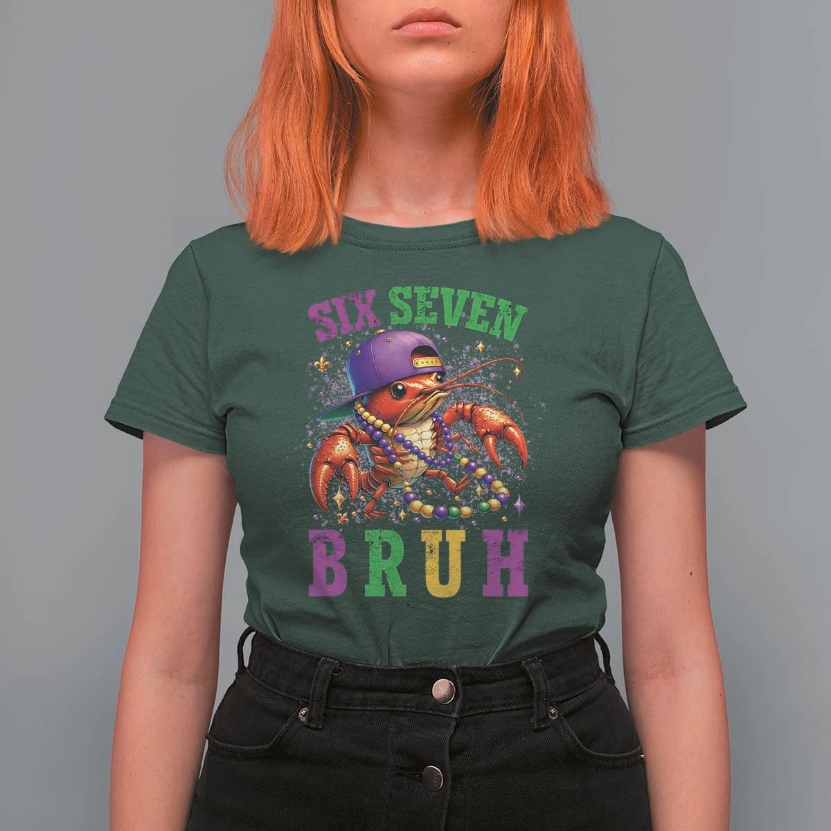 67 Mardi Gras T Shirt For Women Funny Crawfish Six Seven Bruh Meme
