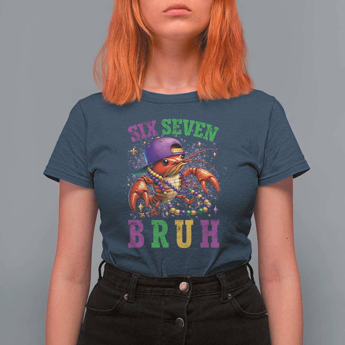 67 Mardi Gras T Shirt For Women Funny Crawfish Six Seven Bruh Meme